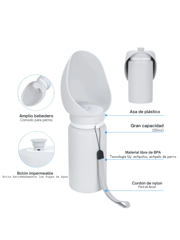 Botella portátil con bebedero integrado para mascotas 550ml – KAINU