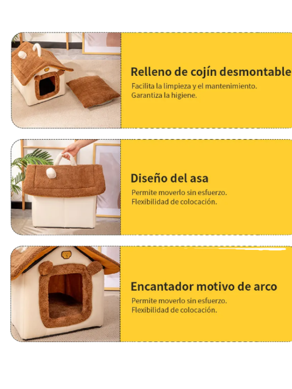 Casita para mascotas afelpada 53x46x43 cm -KAINU