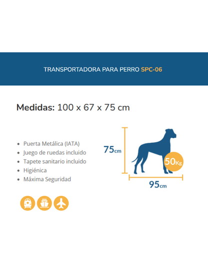 Transportadora Extra Grande para Perro 100x67x75 SPC-06 - Sunny Pet