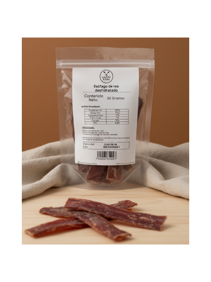 Snack para Perro Esofago de Res Deshidratado - HAPPY BARK