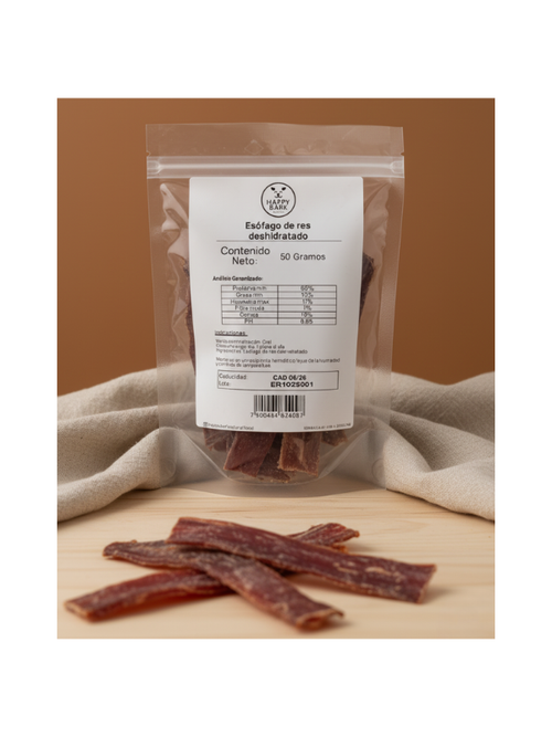 Snack para Perro Esofago de Res Deshidratado - HAPPY BARK