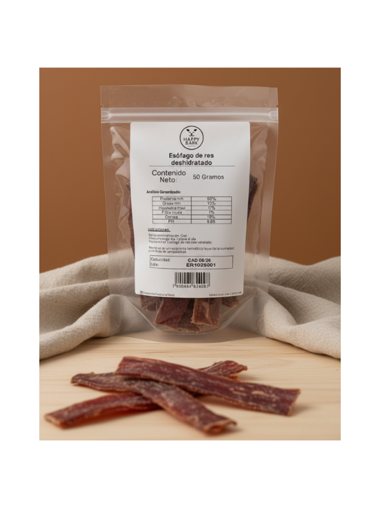 Snack para Perro Esofago de Res Deshidratado - HAPPY BARK