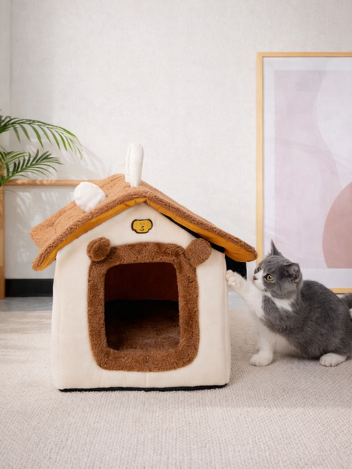 Casita para mascotas afelpada 43x36x34 cm -KAINU