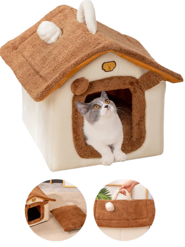 Casita para mascotas afelpada 43x36x34 cm -KAINU