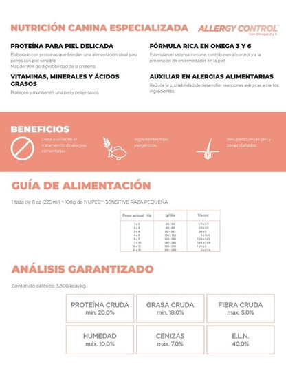 Alimento Seco Hipoalergenico Sensitive Skin Raza Pequeña 2KG -  Nupec
